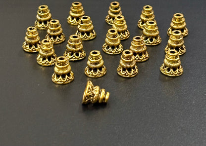 Golden Tiered Cone Bead Caps
