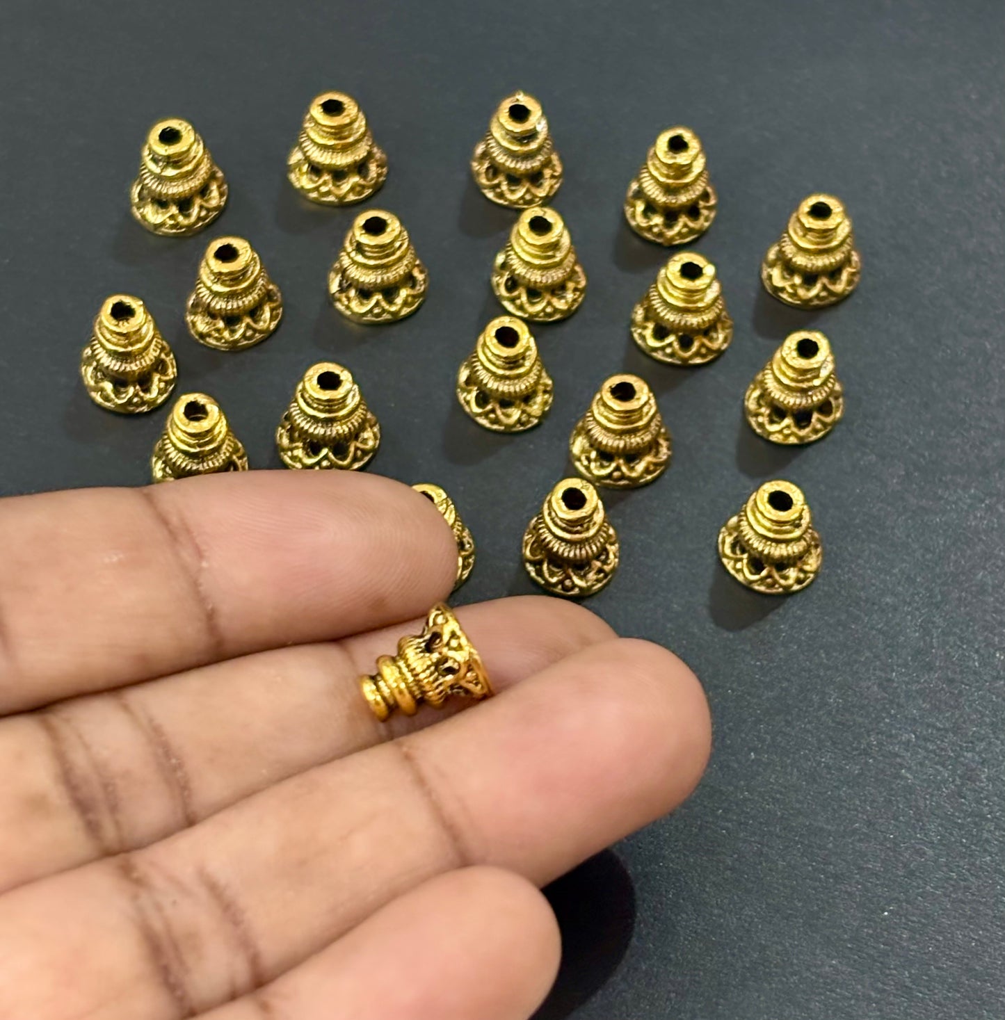 Golden Tiered Cone Bead Caps