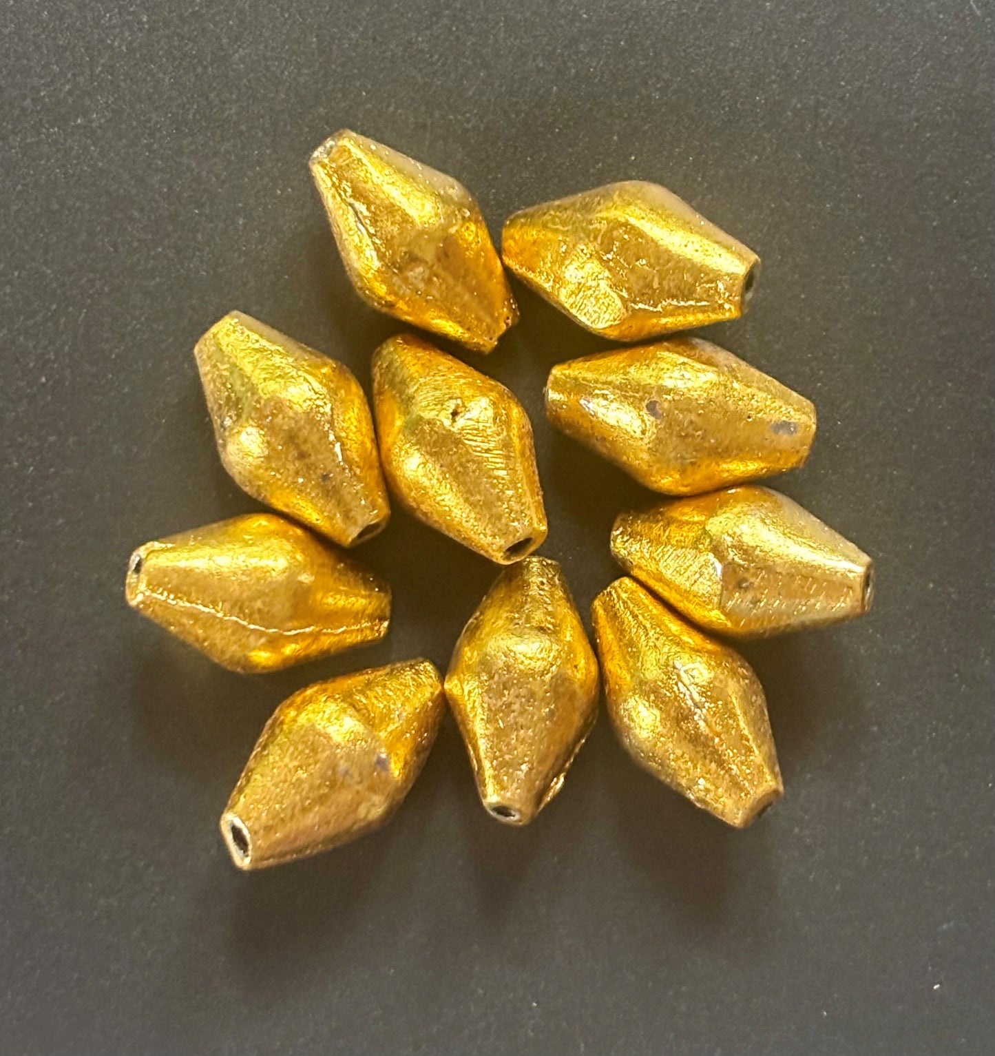 Gold Ribbed Dholki Beads