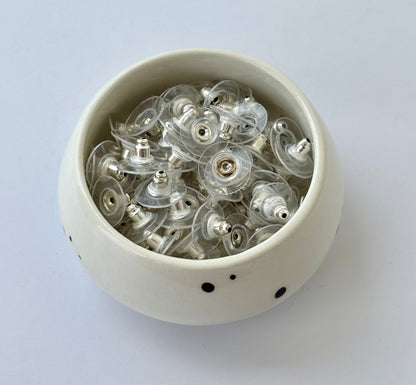 Silver and Silicone Earring Backs - Push Backs for Earrings
