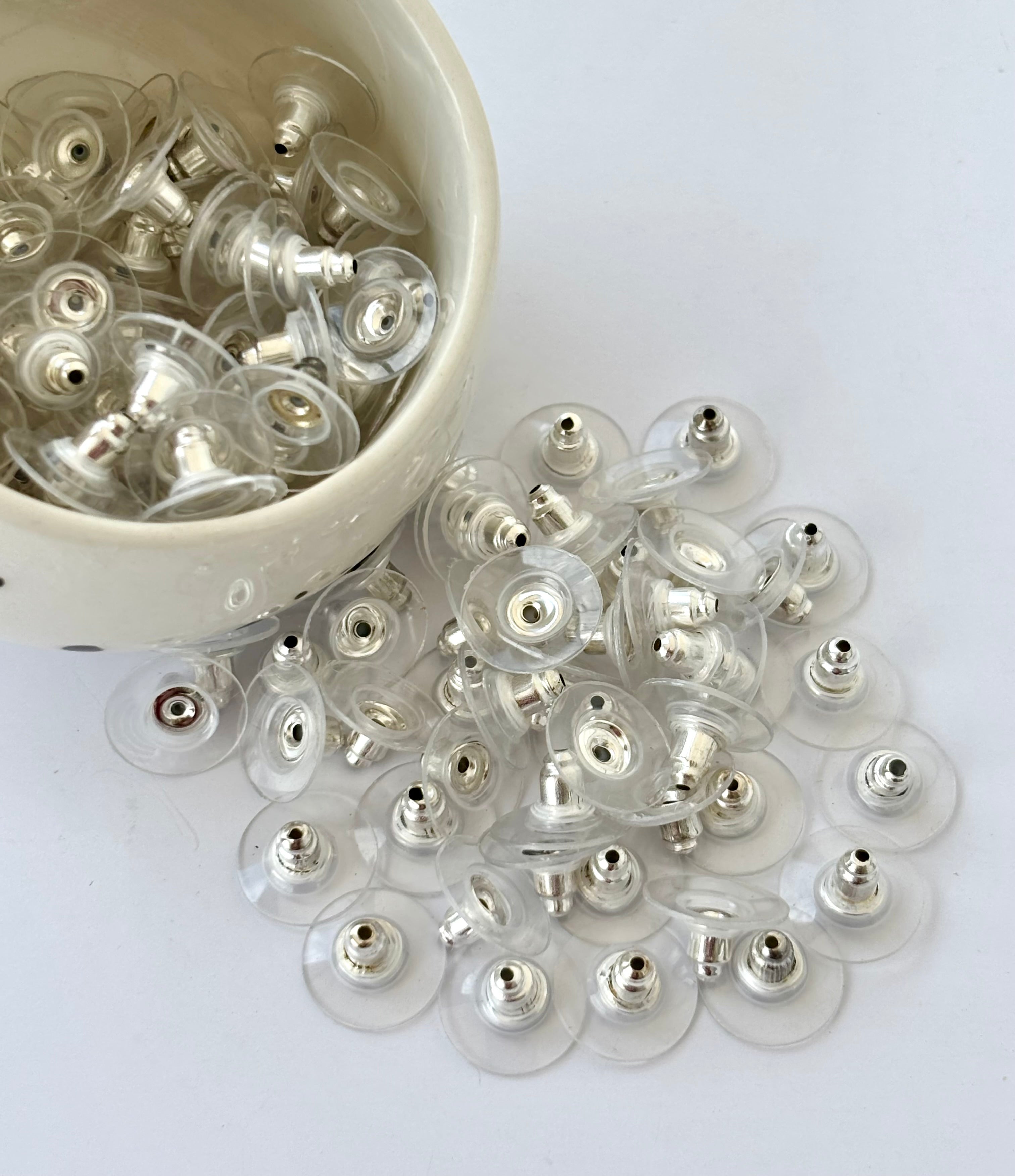 Silver and Silicone Earring Backs - Push Backs for Earrings