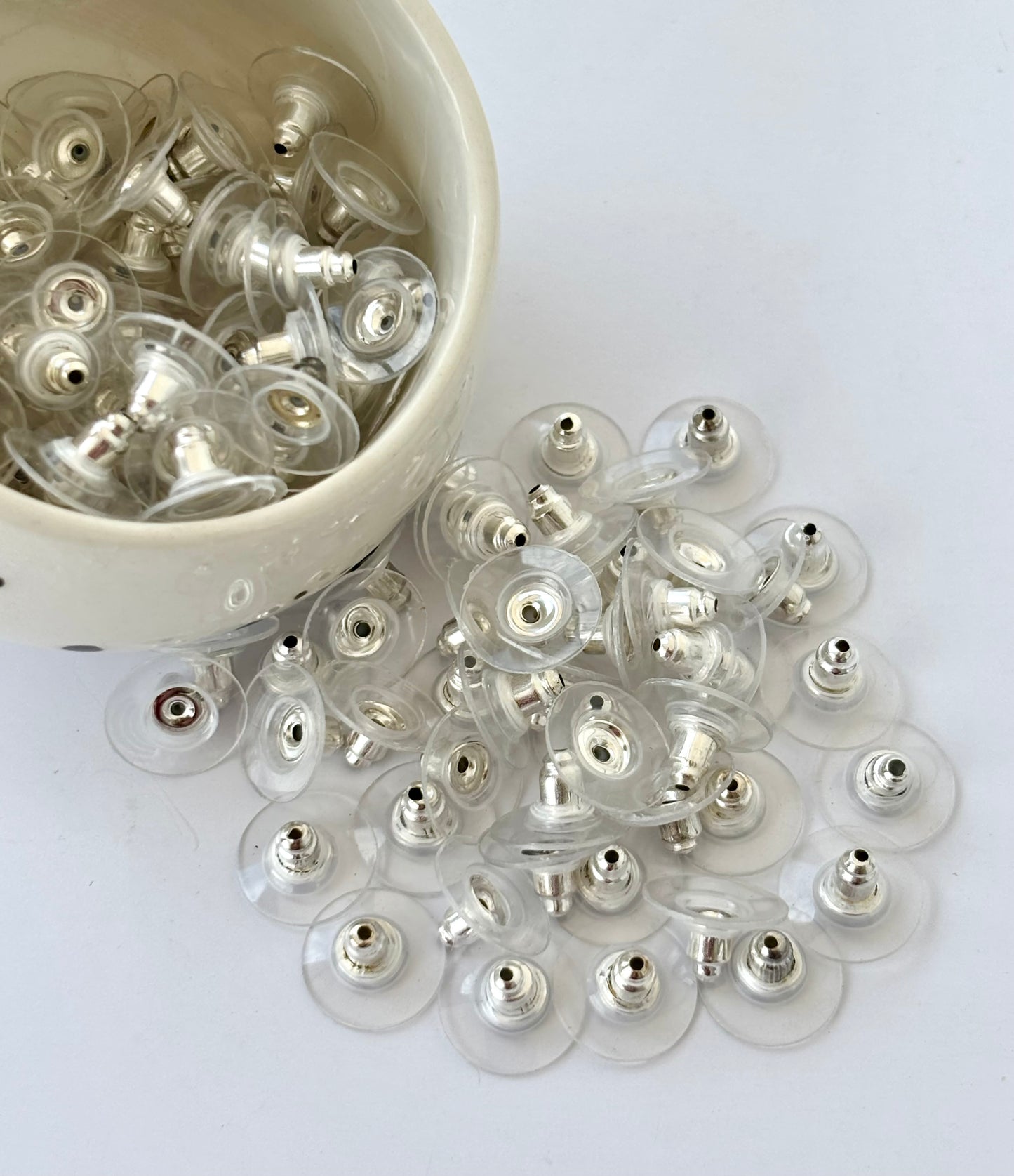 Silver and Silicone Earring Backs - Push Backs for Earrings