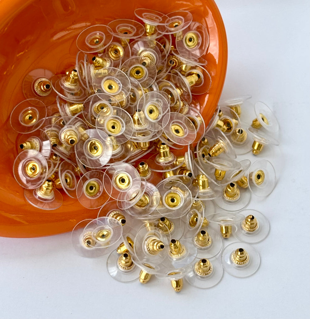 Gold and Silicone Earring Backs - Push Backs for Earrings