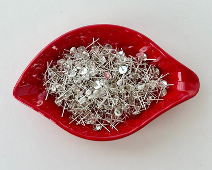Flat Pad Earring Posts 6MM - Silver Tone Stud Earring Findings