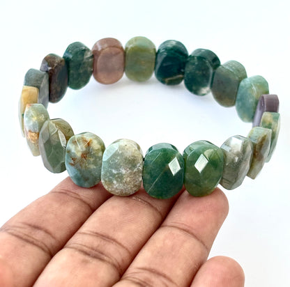 Colorful Agate Oval Faceted Bracelet