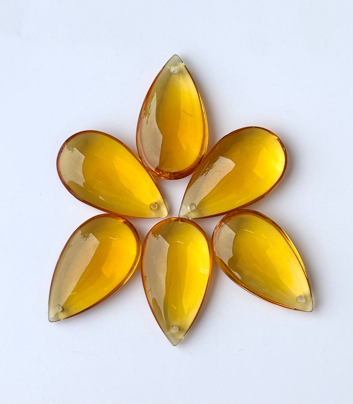 Golden Amber Teardrop Glass Beads