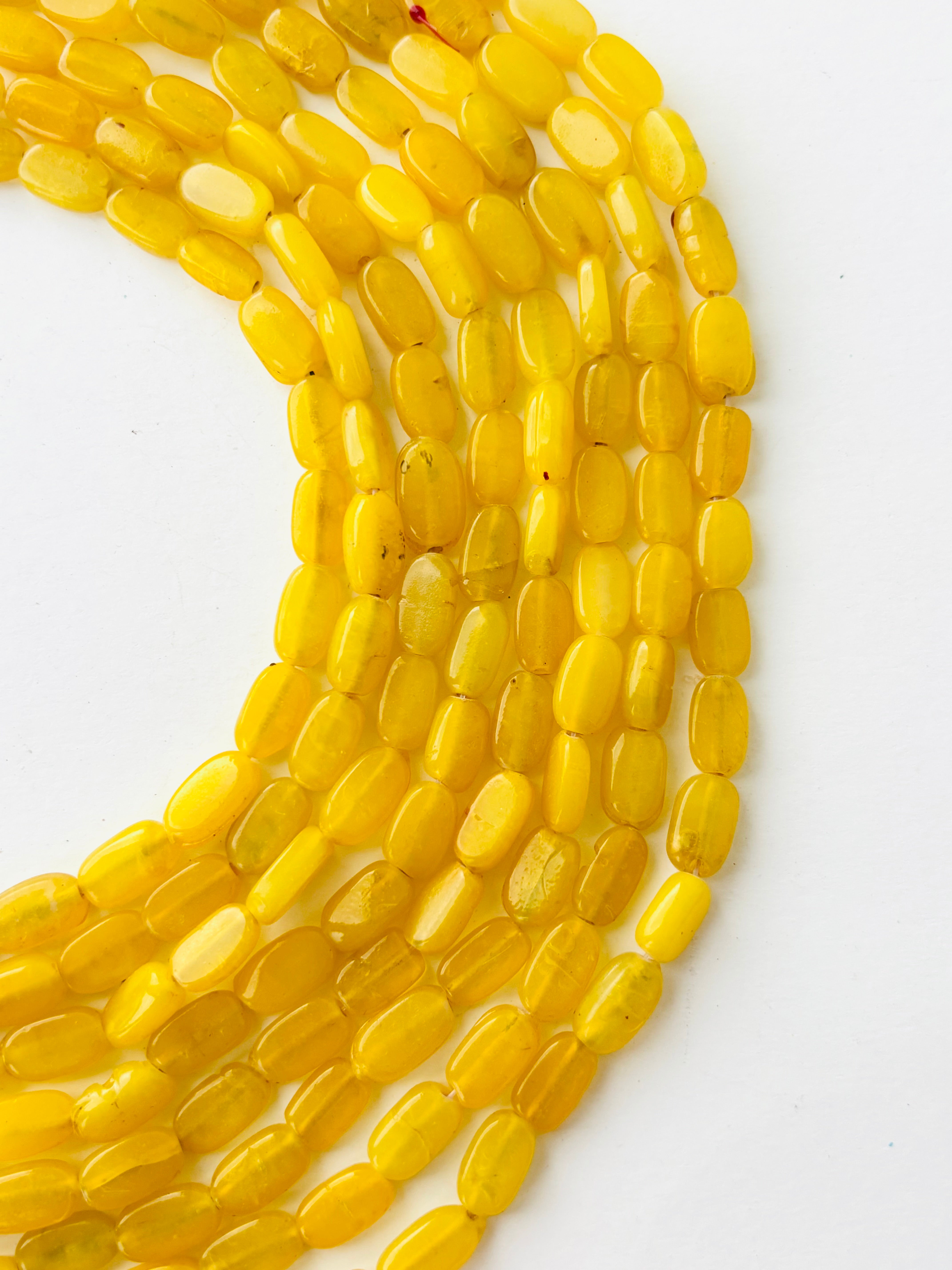 Yellow Oval Flat Beads for Jewelry Making