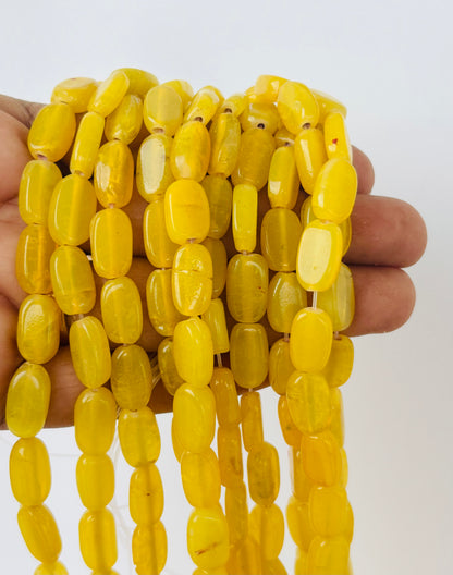 Yellow Oval Flat Beads for Jewelry Making