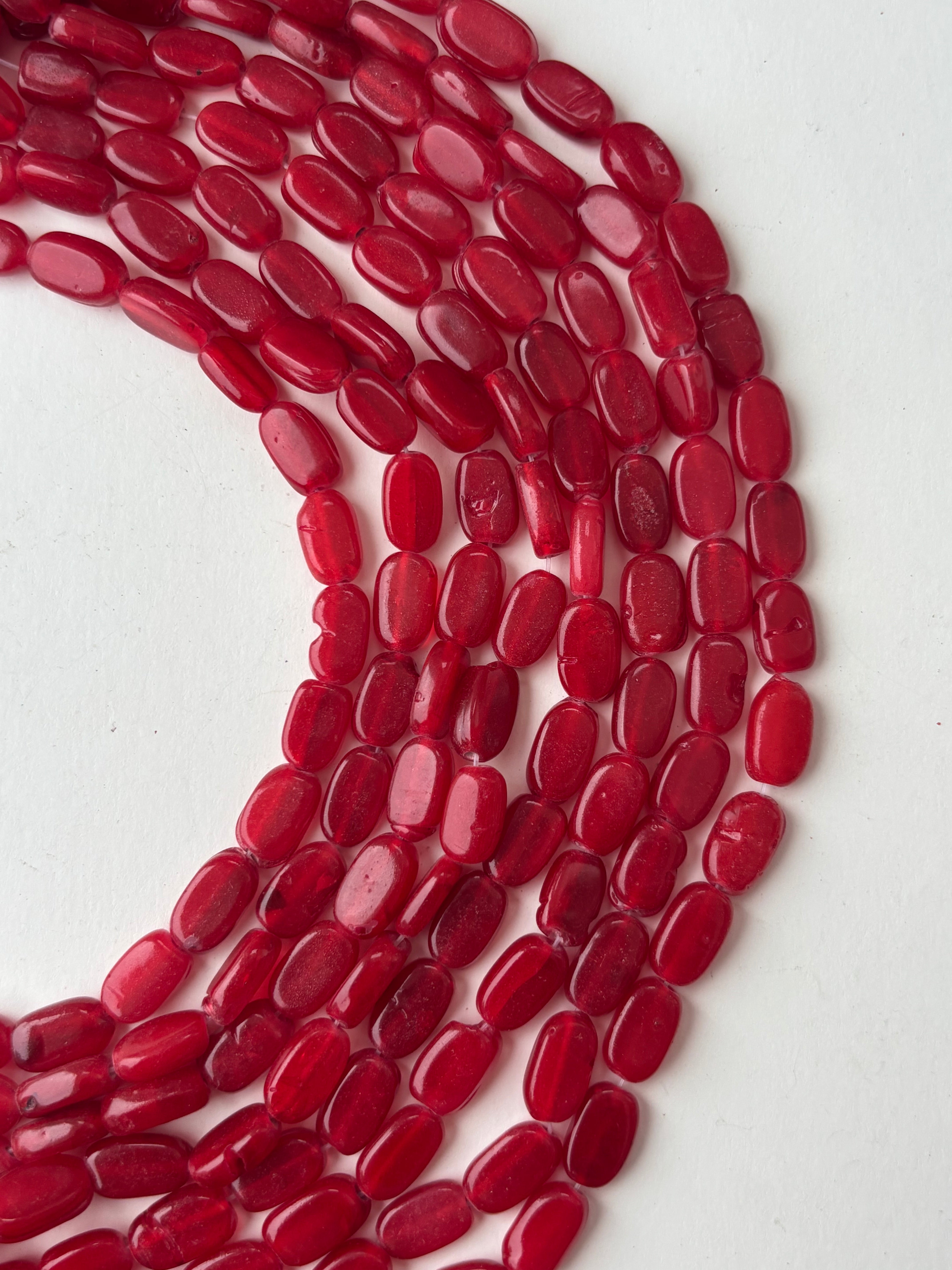 Red Oval Flat Beads for Jewelry Making