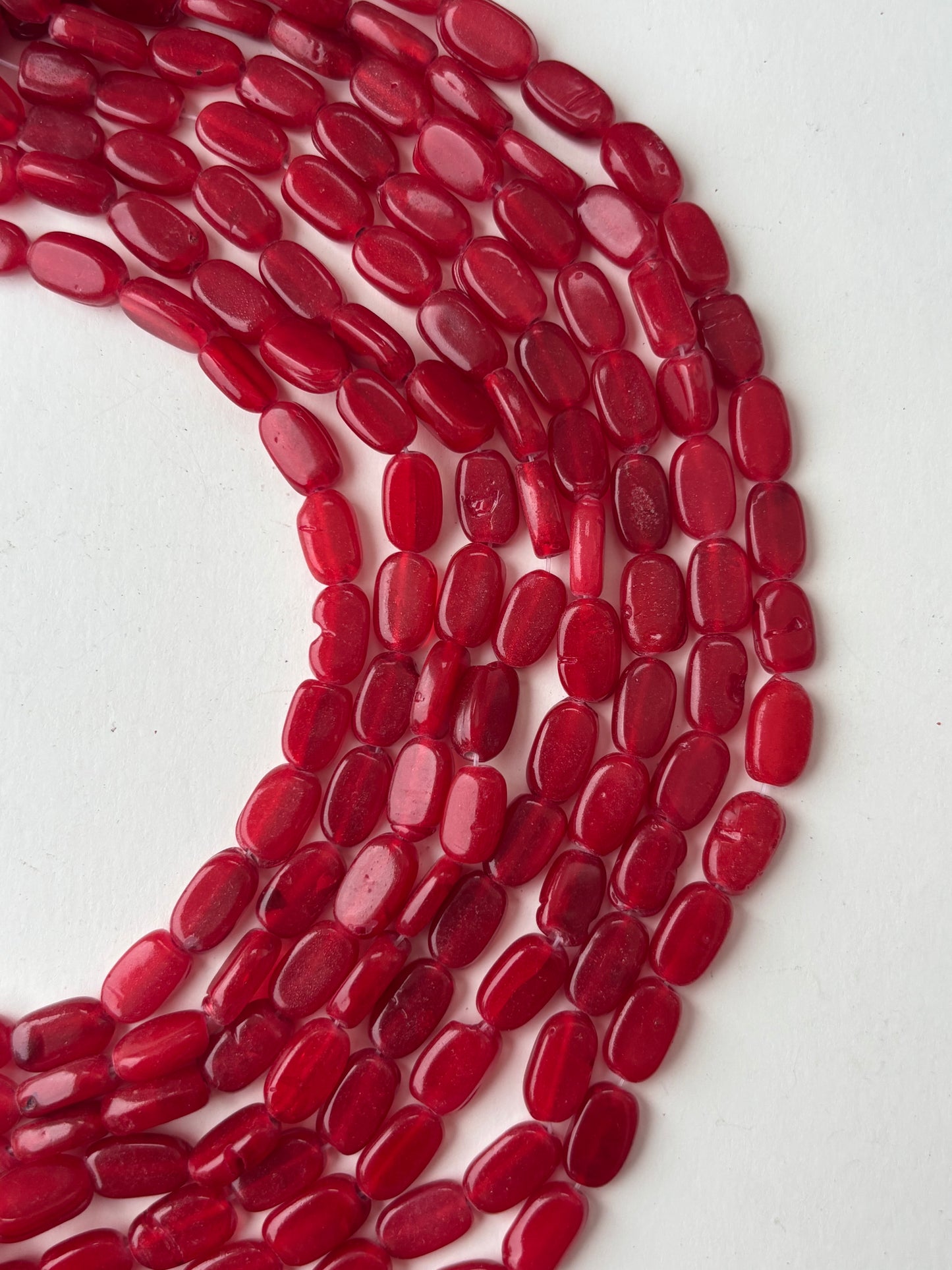 Red Oval Flat Beads for Jewelry Making