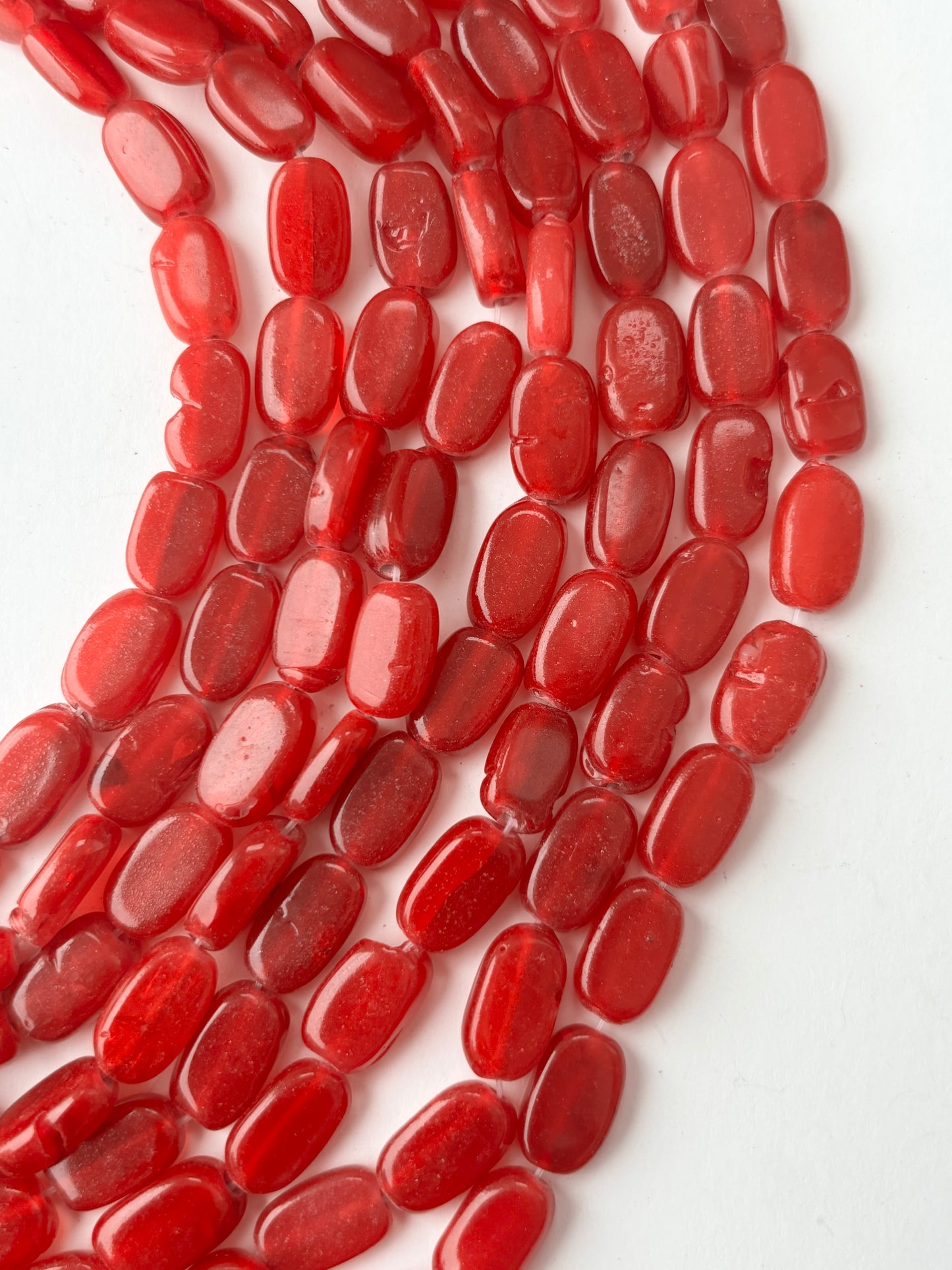 Red Oval Flat Beads for Jewelry Making