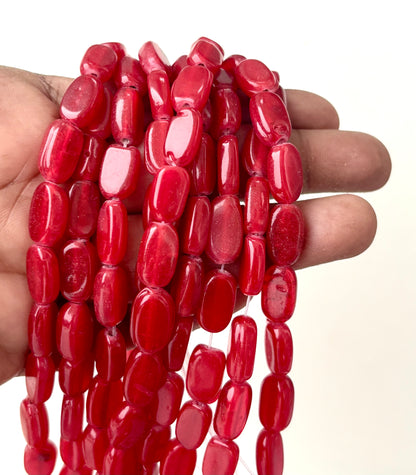 Red Oval Flat Beads for Jewelry Making