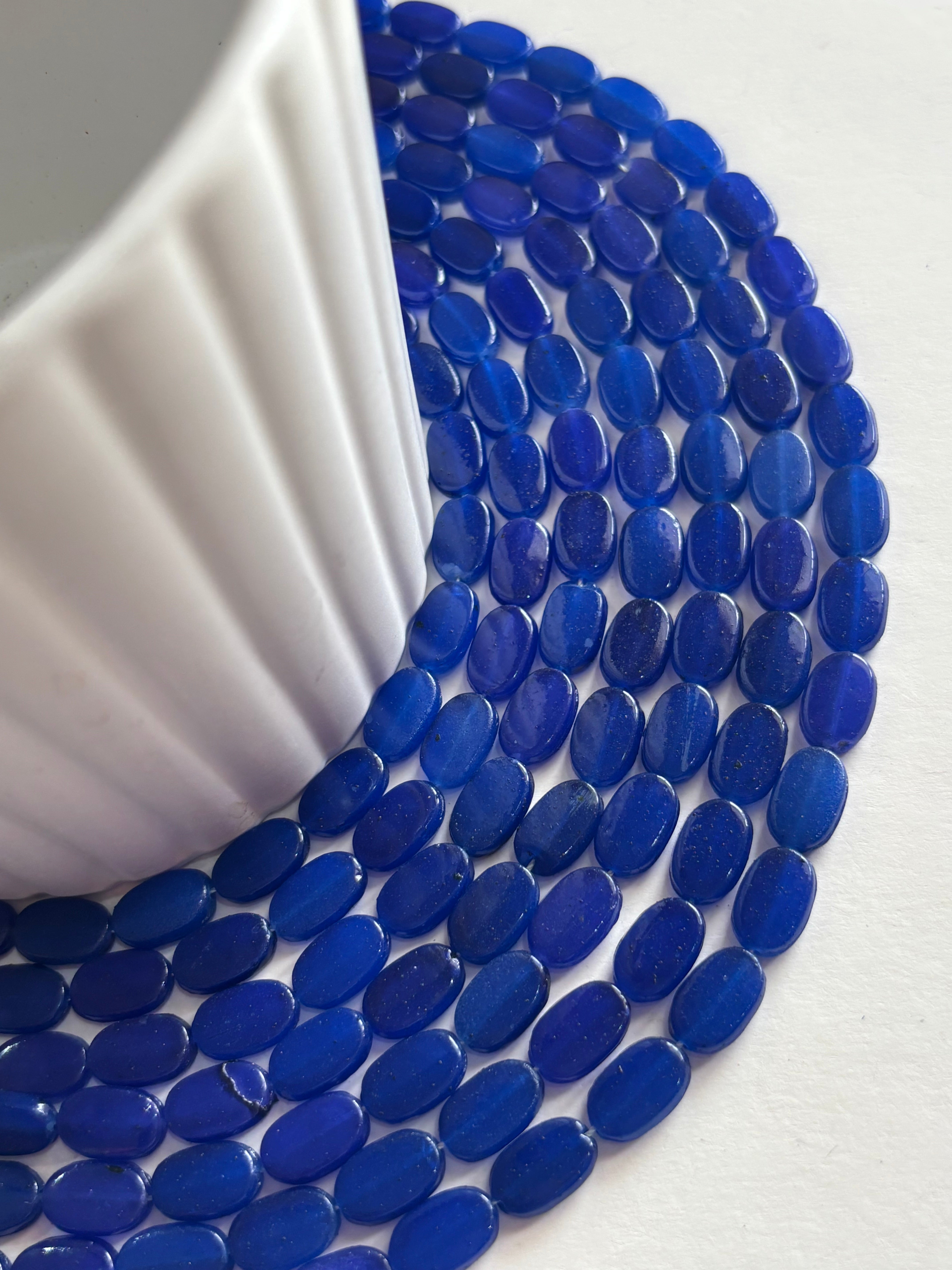 Blue Oval Flat Beads for Jewelry Making