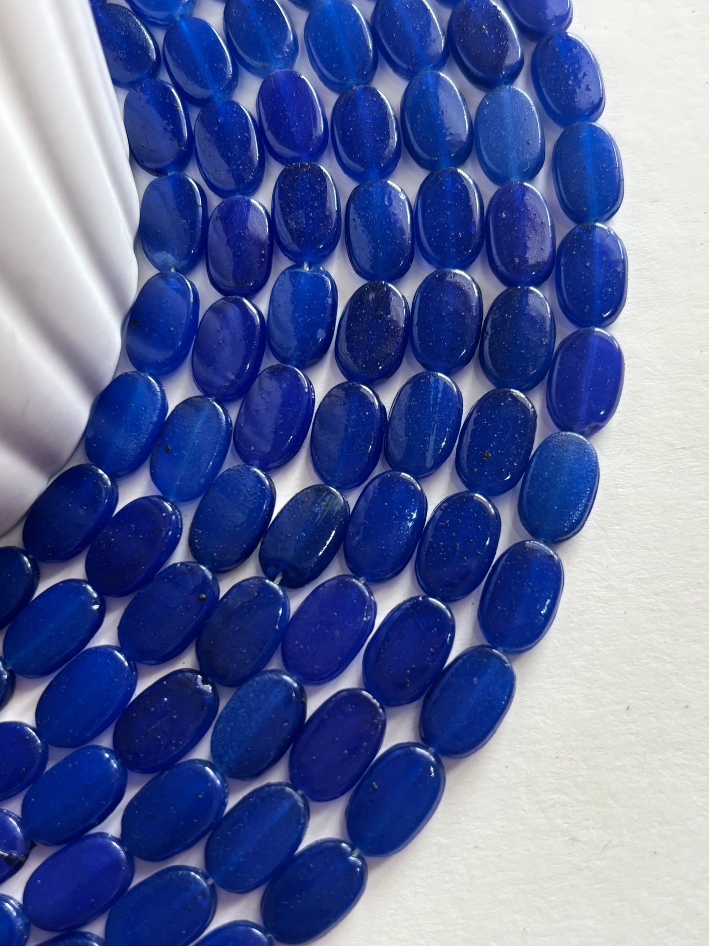 Blue Oval Flat Beads for Jewelry Making