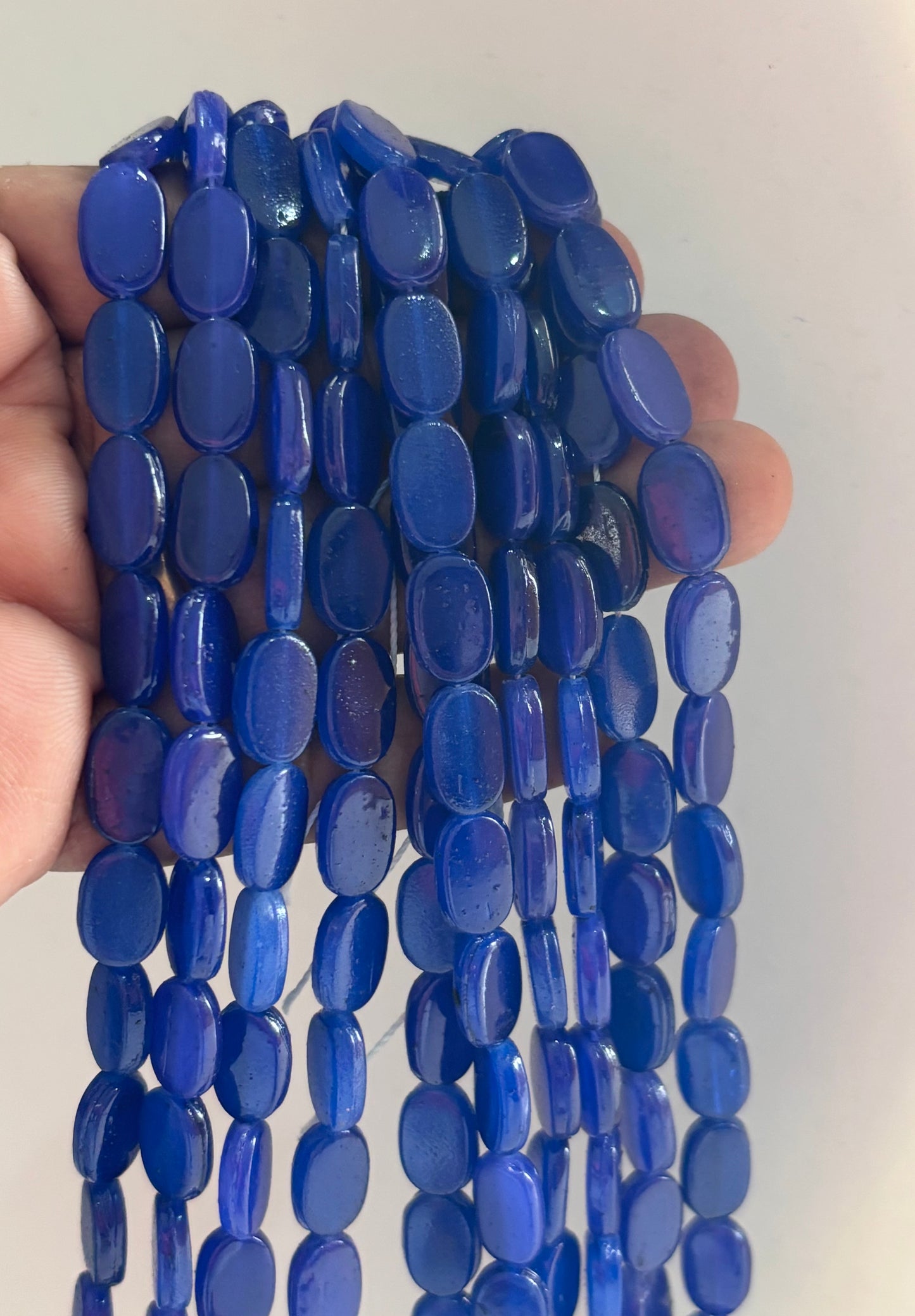 Blue Oval Flat Beads for Jewelry Making