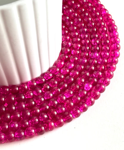 Rani Pink Crackle Beads For Jewelry Making