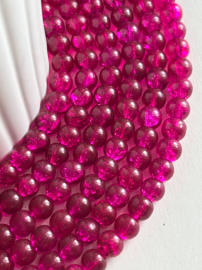 Rani Pink Crackle Beads For Jewelry Making