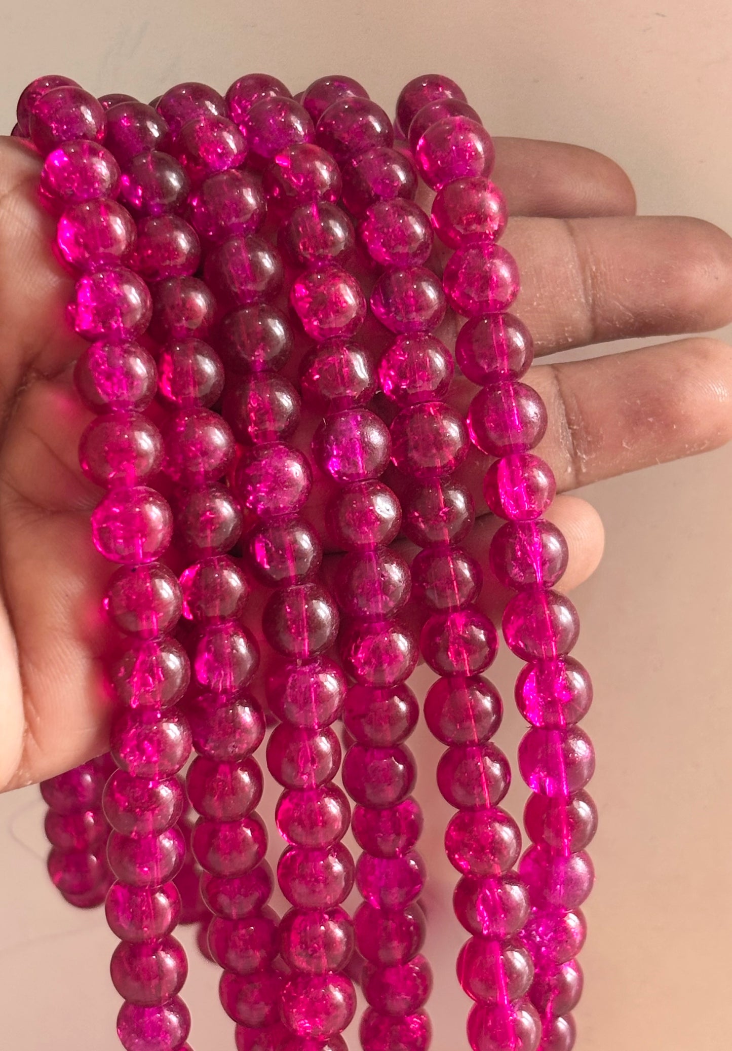 Rani Pink Crackle Beads For Jewelry Making