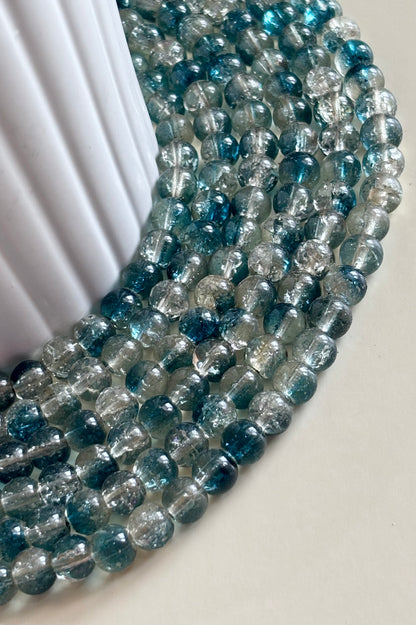 Blue And Light Grey Crackle Beads For Jewelry Making