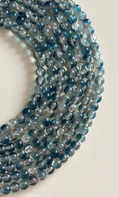 Blue And Light Grey Crackle Beads For Jewelry Making
