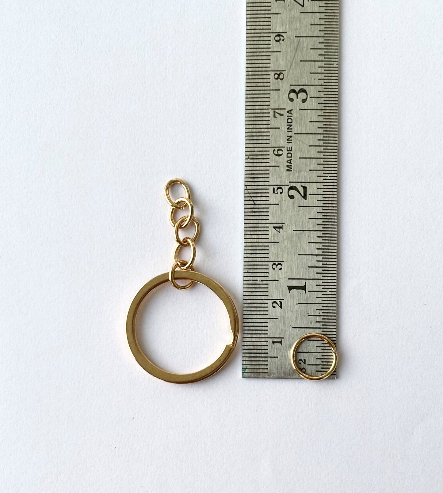 Gold Tone Keychain Rings with Chains