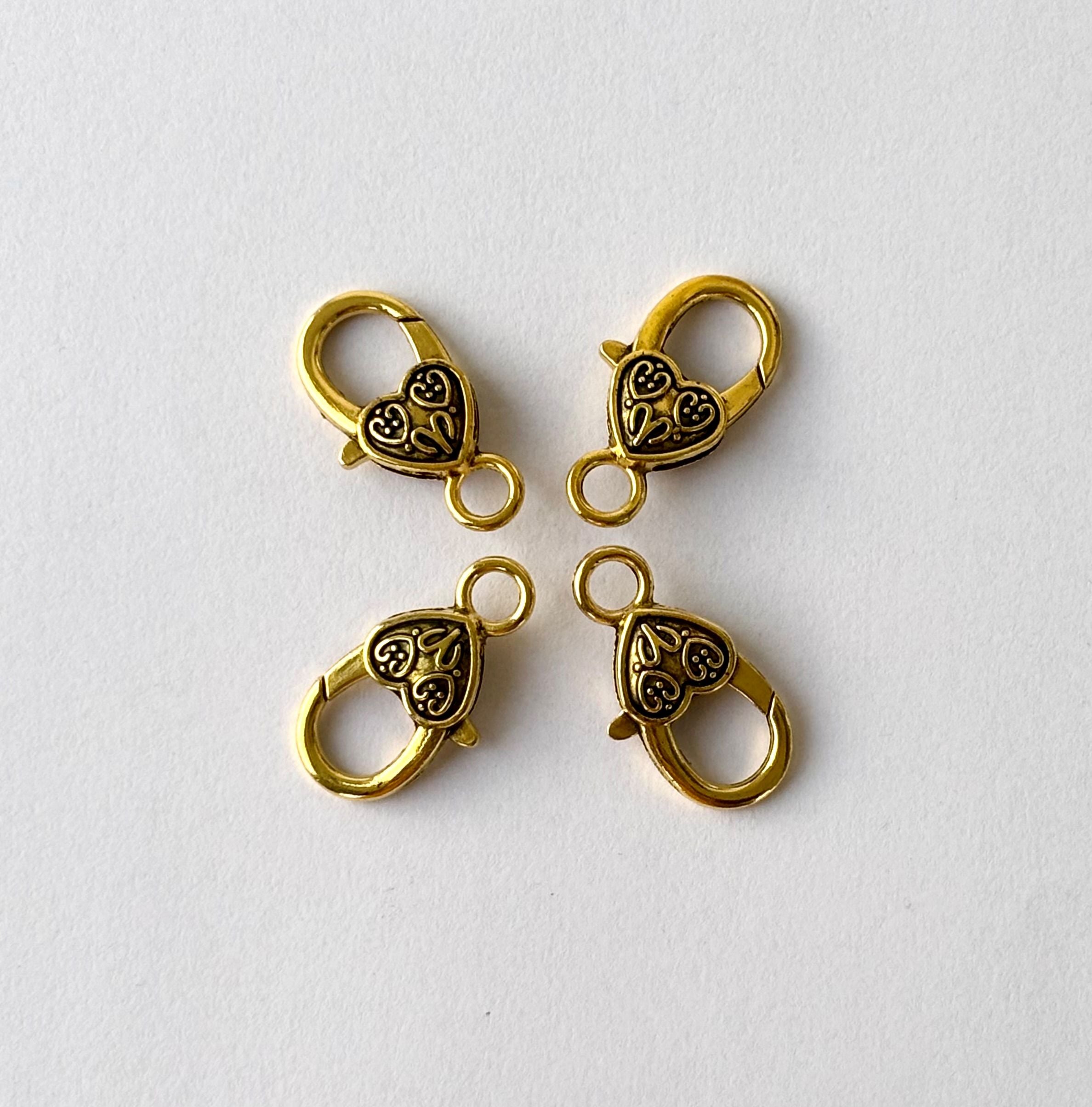 Antique Gold Heart Lobster Clasps