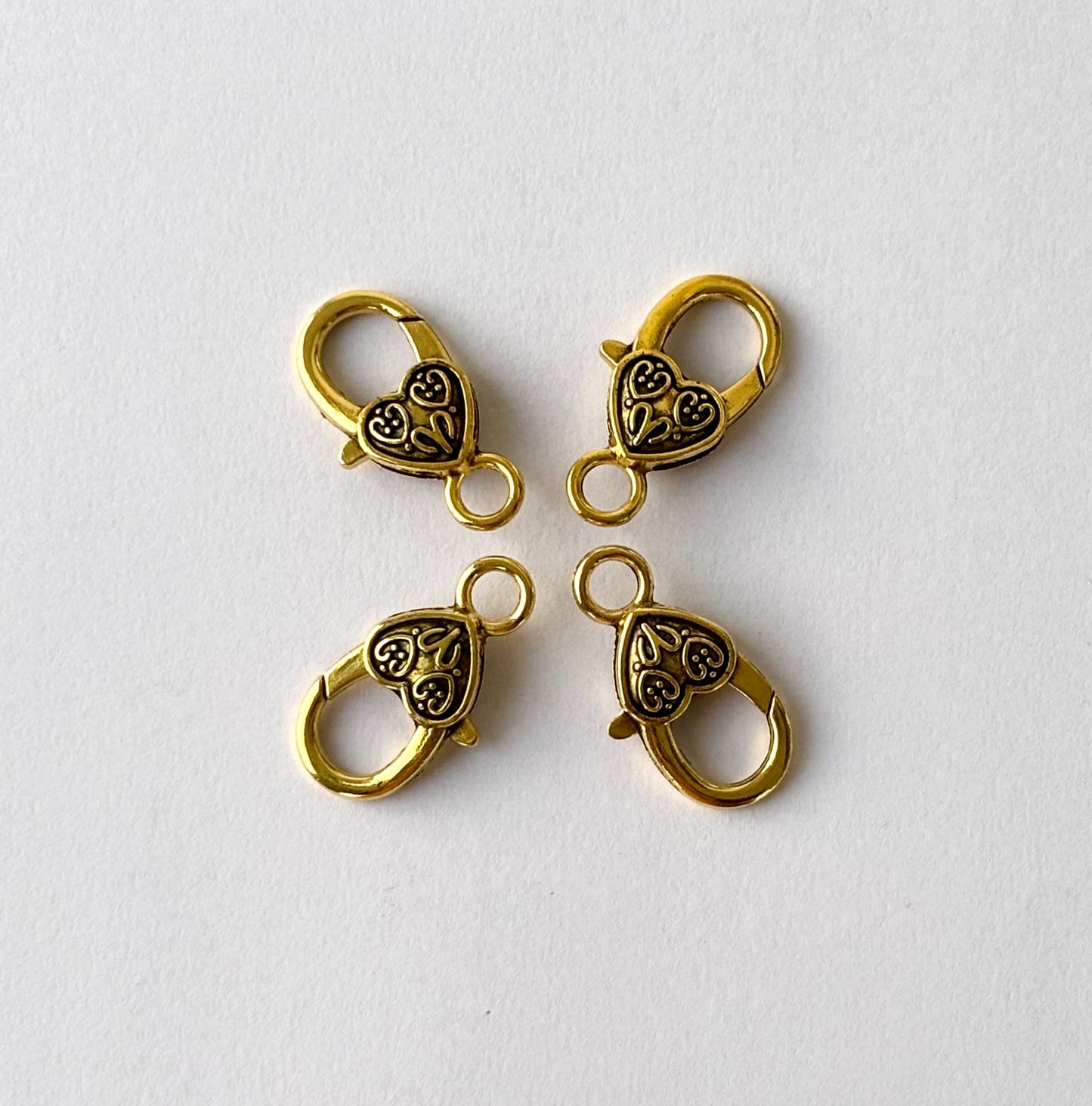 Antique Gold Heart Lobster Clasps