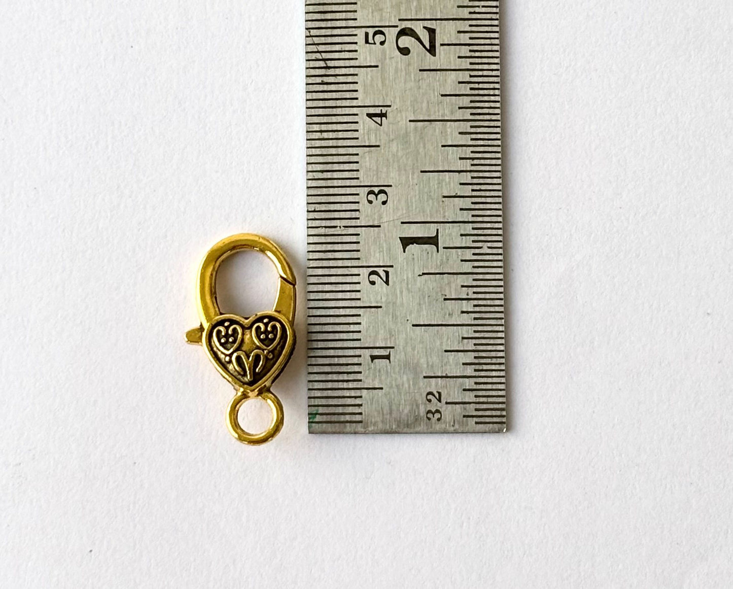 Antique Gold Heart Lobster Clasps