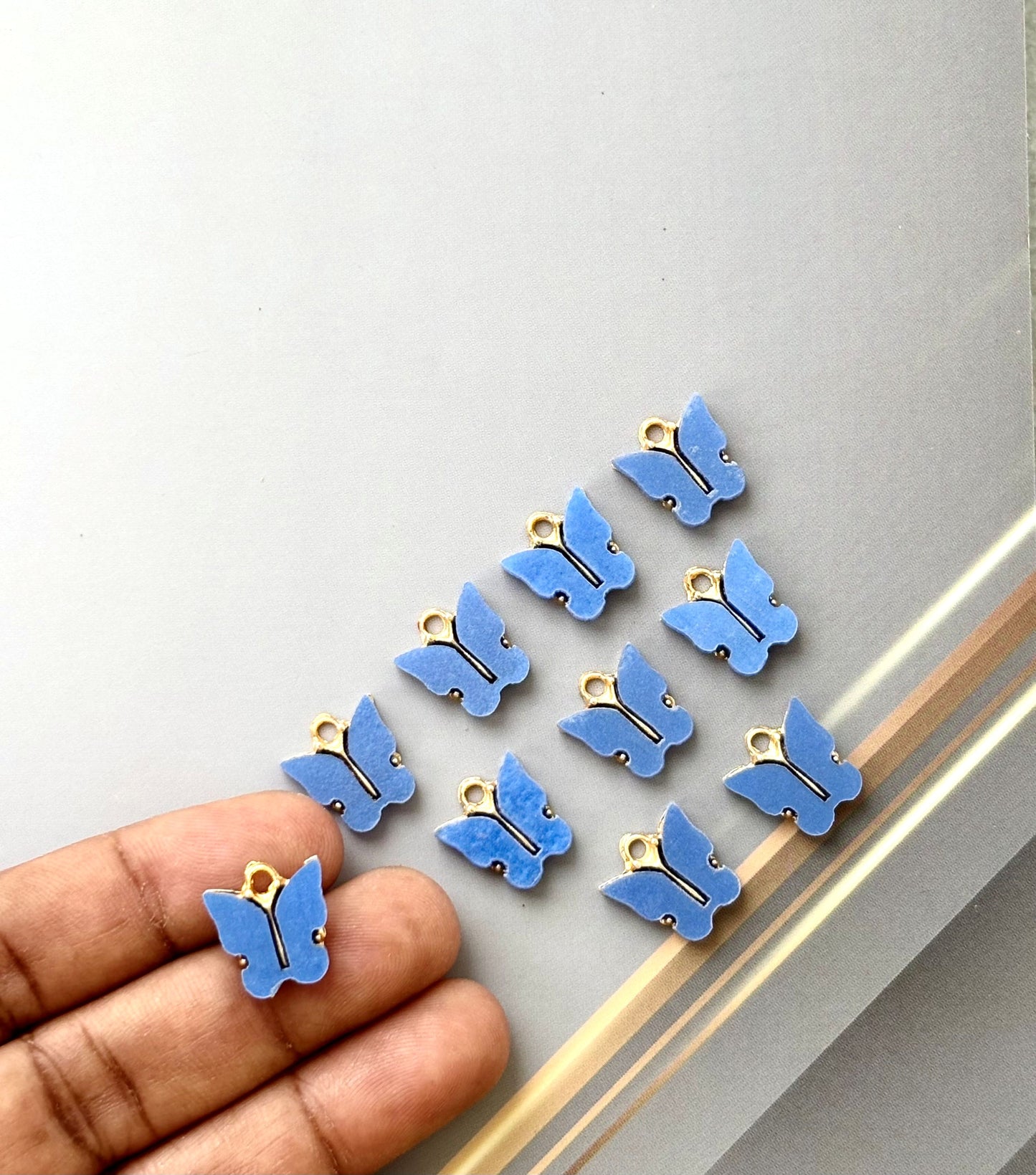 Blue Butterfly Resin Charms for Jewelry Making