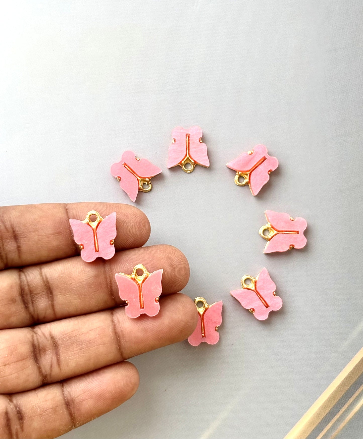 Pink Butterfly Resin Charms for Jewelry Making