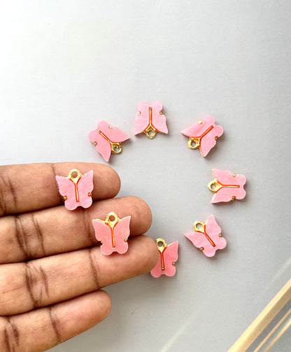 Pink Butterfly Resin Charms for Jewelry Making