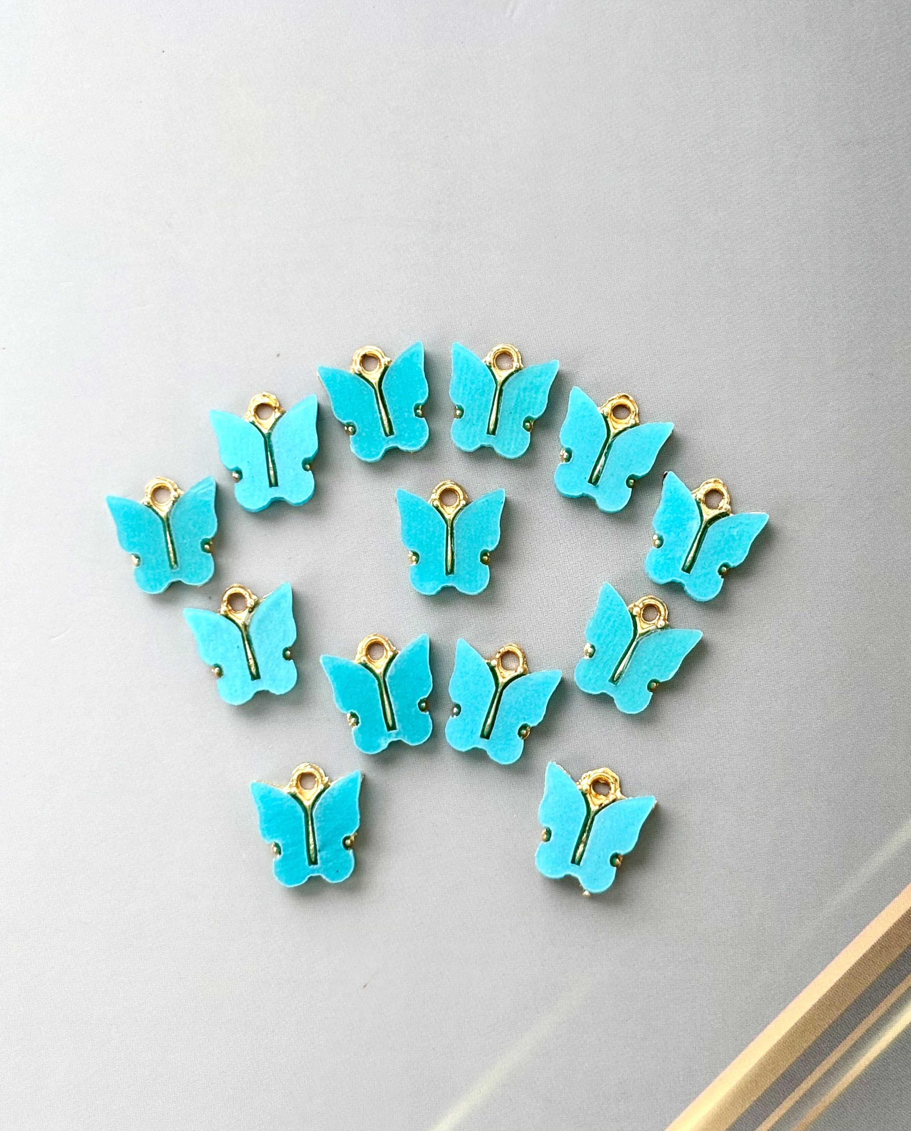 Turquoise Butterfly Resin Charms for Jewelry Making