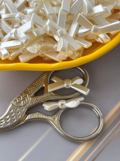 Cream Tie-Bow Beads - Craft Embellishments