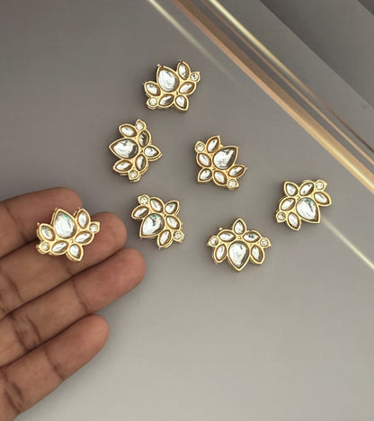 Gold Plated Lotus Clear Kundan Stones