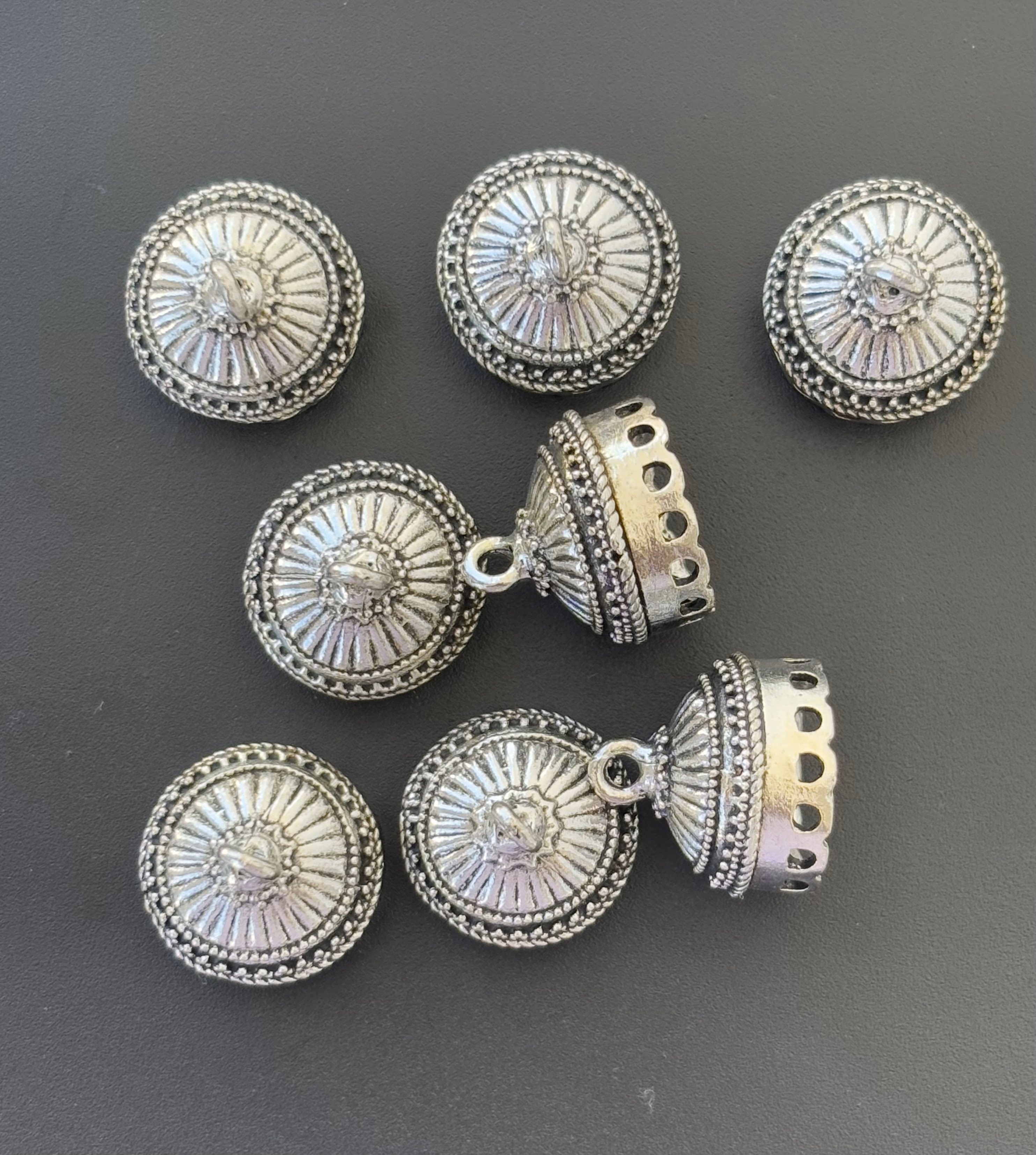 Traditional Dome Design Antique Silver Jhumka Base