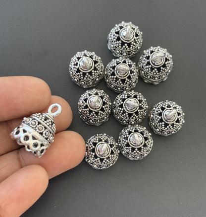 Mini Oxidized Silver Dome Jhumka Base