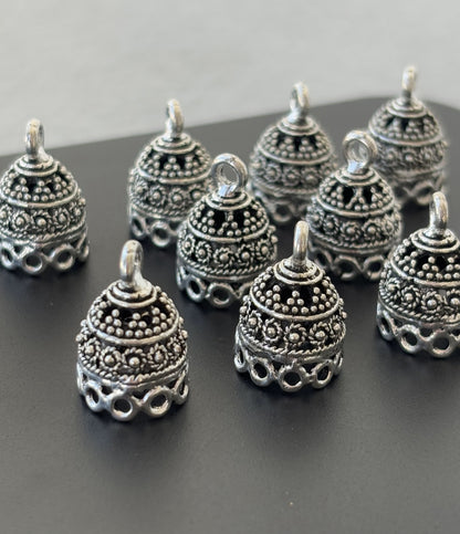 Mini Oxidized Silver Dome Jhumka Base