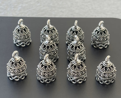 Mini Oxidized Silver Dome Jhumka Base