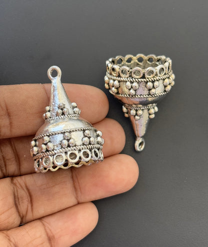 Cone-Shaped Oxidized Silver Jhumka Base