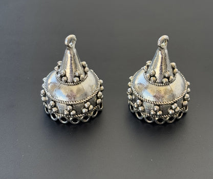 Cone-Shaped Oxidized Silver Jhumka Base