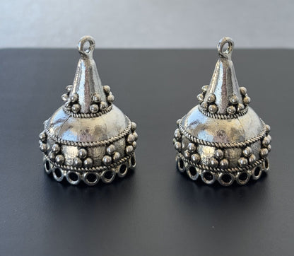 Cone-Shaped Oxidized Silver Jhumka Base