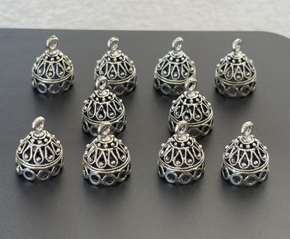 Oxidized Silver Teardrop Filigree Jhumka Base
