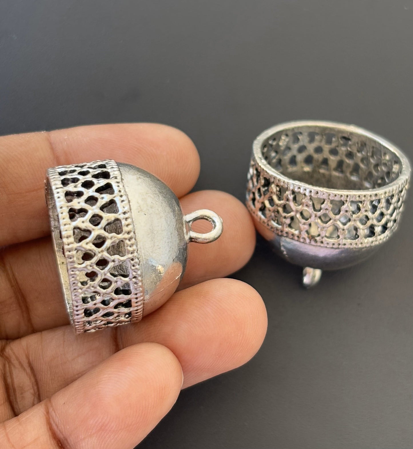 Plain Dome Oxidized Jhumka Base with Cutout Edge