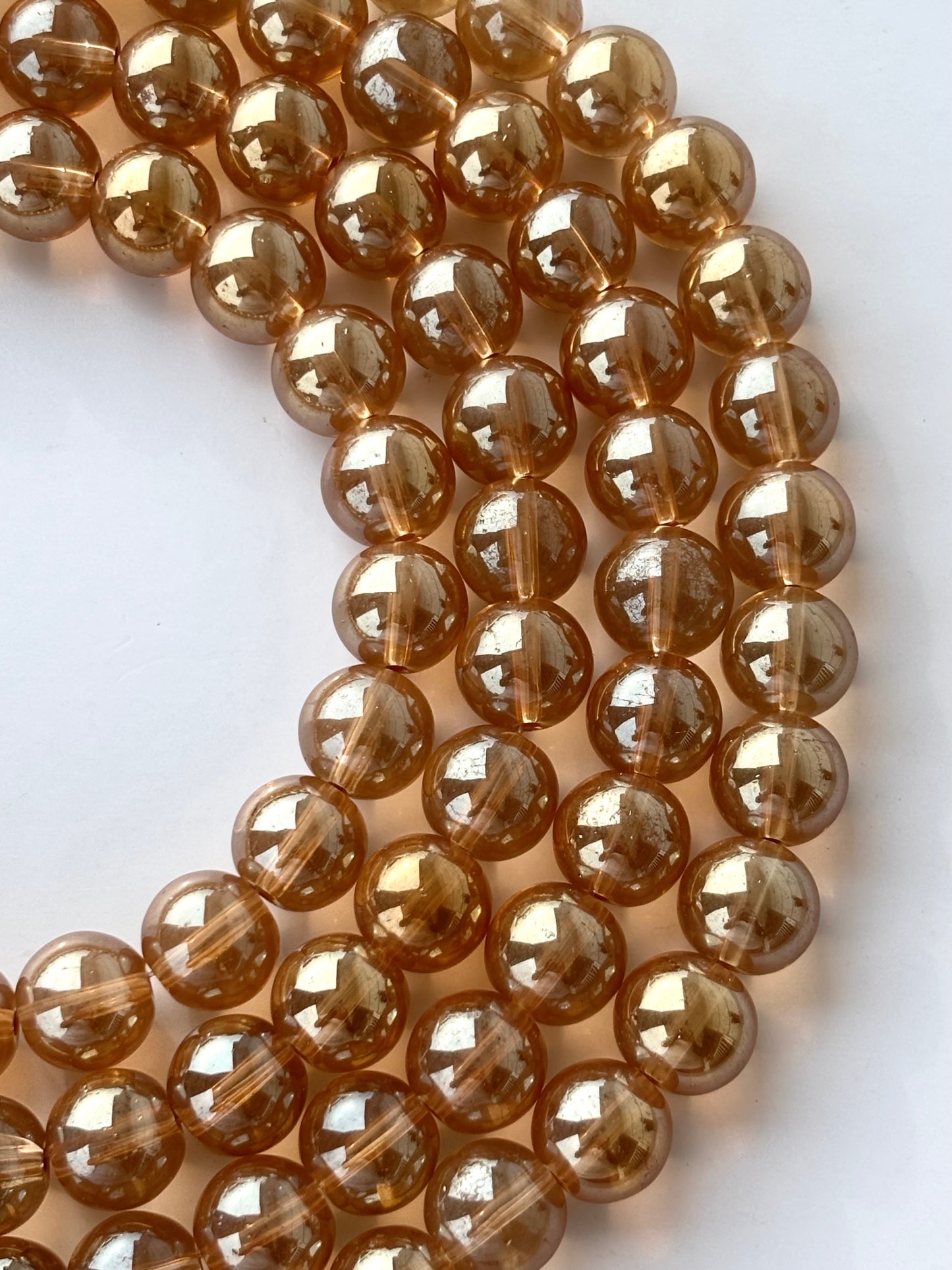 Golden Champagne 12MM Glass Beads