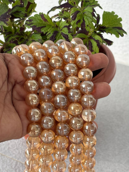 Golden Champagne 12MM Glass Beads