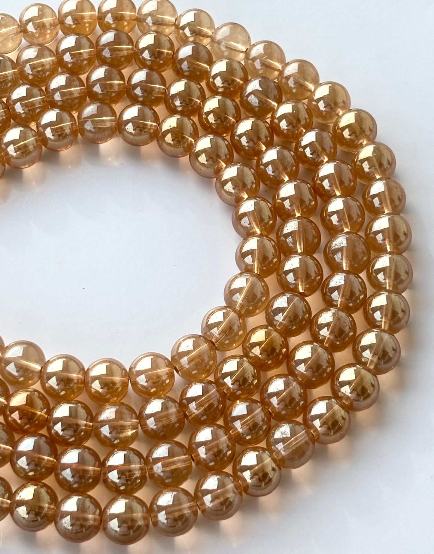 Golden Champagne 12MM Glass Beads