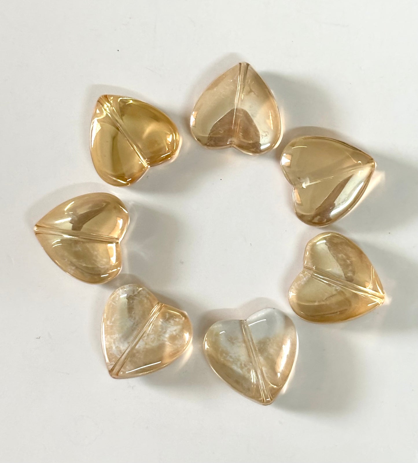 Champagne Glass Heart Beads Bulk Pack for Jewelry Making