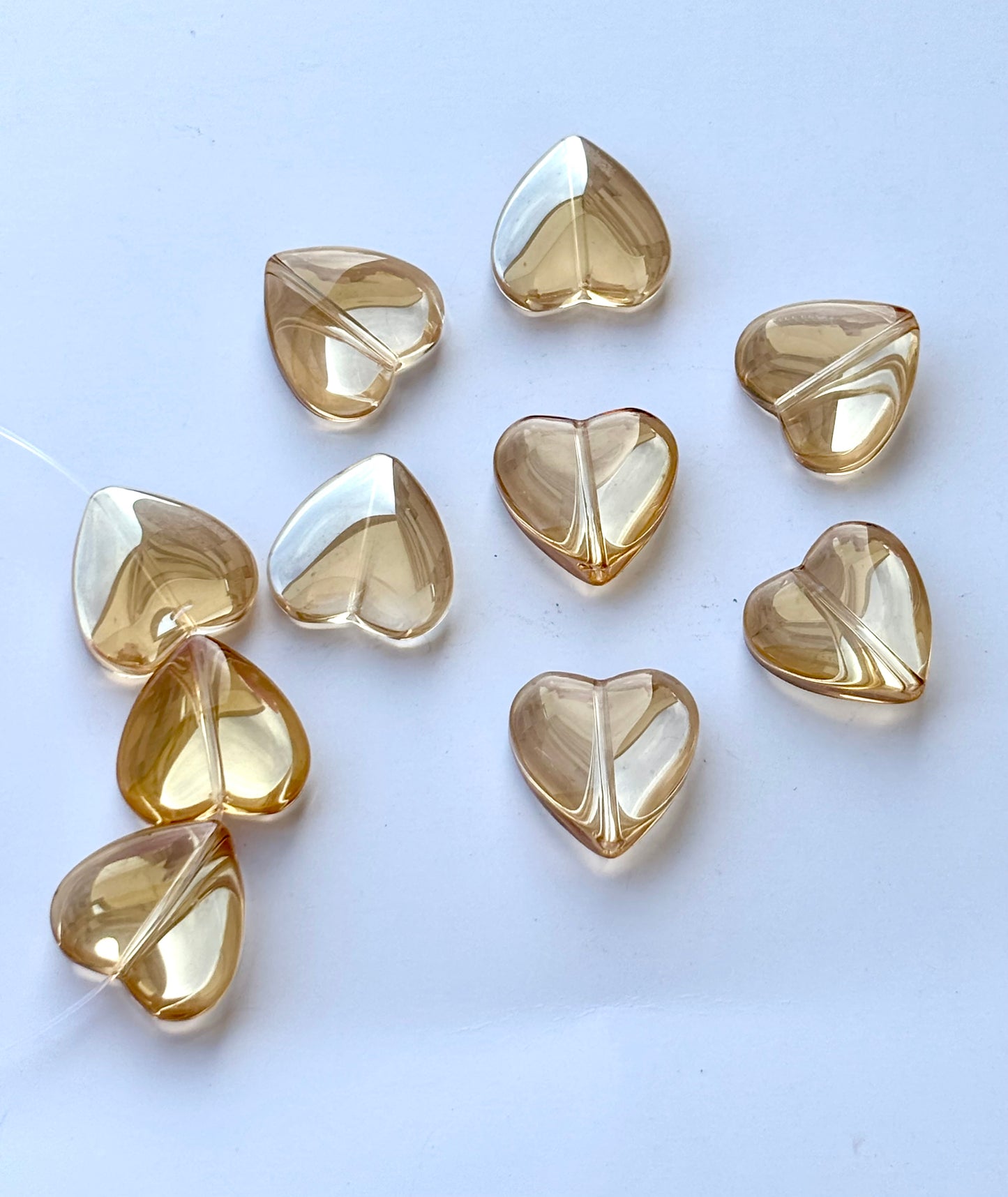 Champagne Glass Heart Beads for Jewelry Making