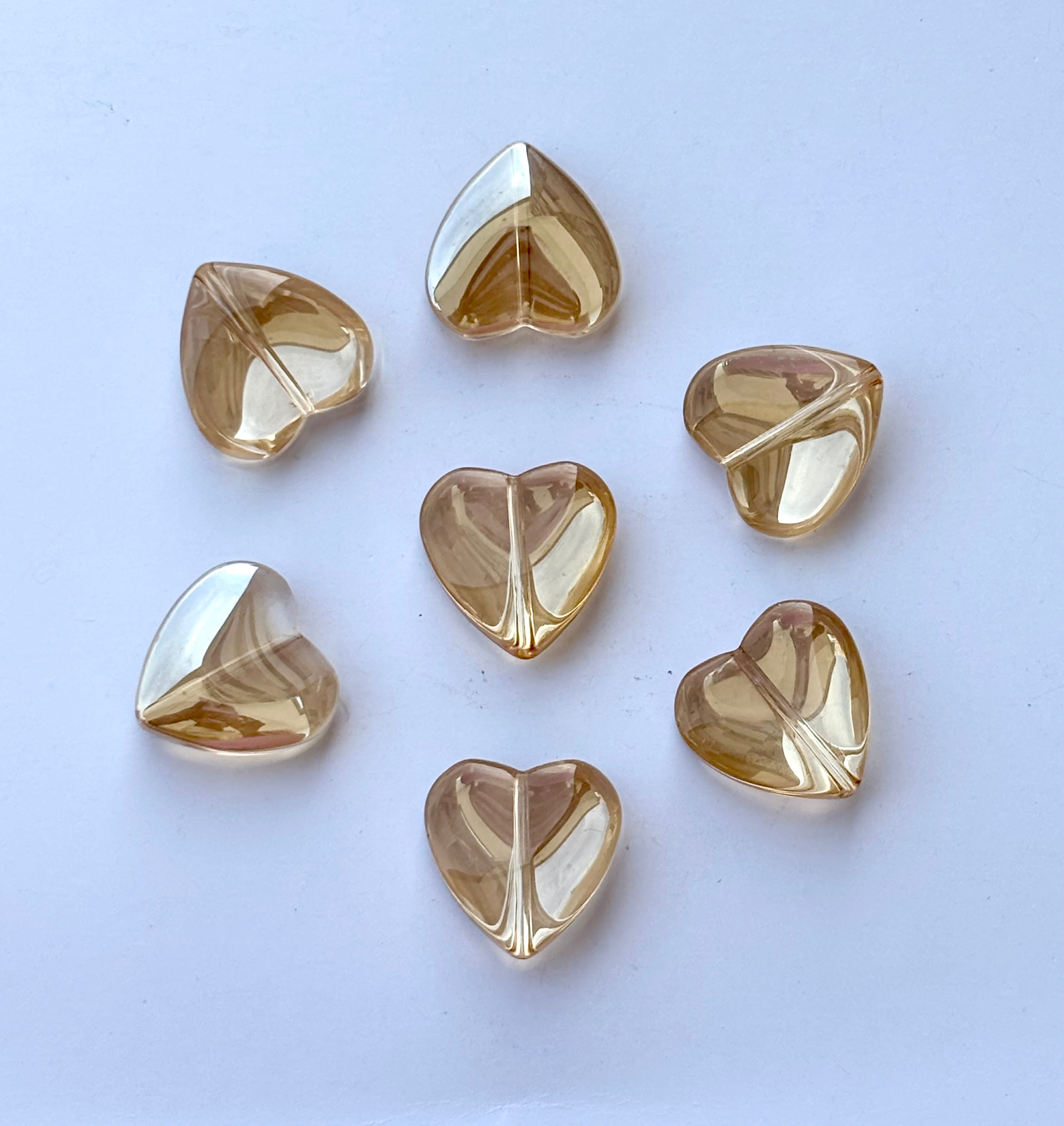 Champagne Glass Heart Beads for Jewelry Making