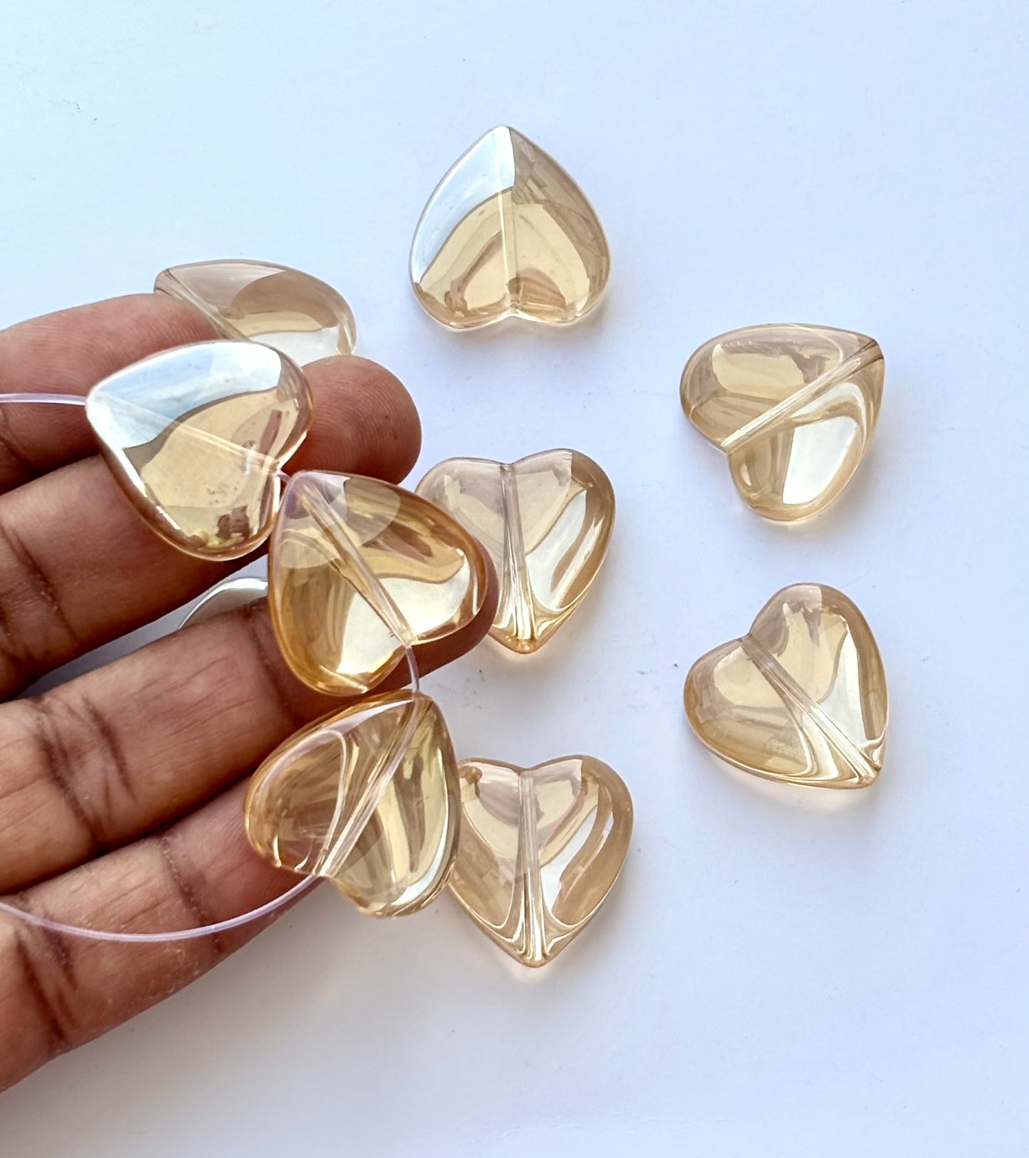 Champagne Glass Heart Beads for Jewelry Making